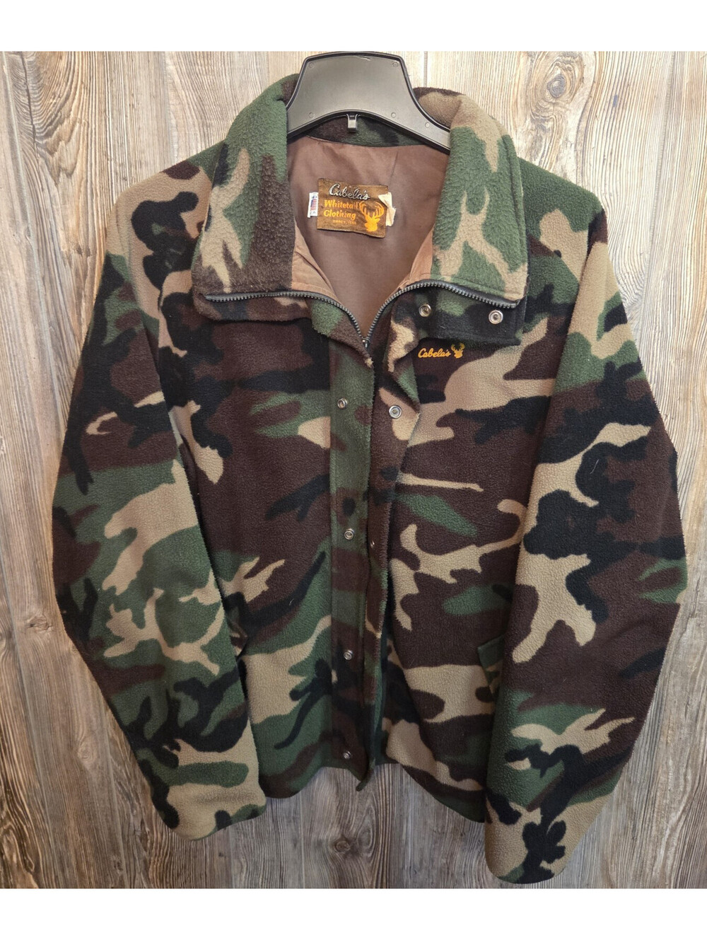 VTG Cabela's Whitetail Clothing Jacket Sz Lrg Gore-Tex Fleece Camo 90s USA Made